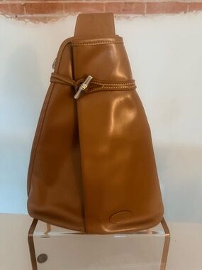 Vintage Longchamp Roseau Leather Single Strap Sling Backpack - Pristine